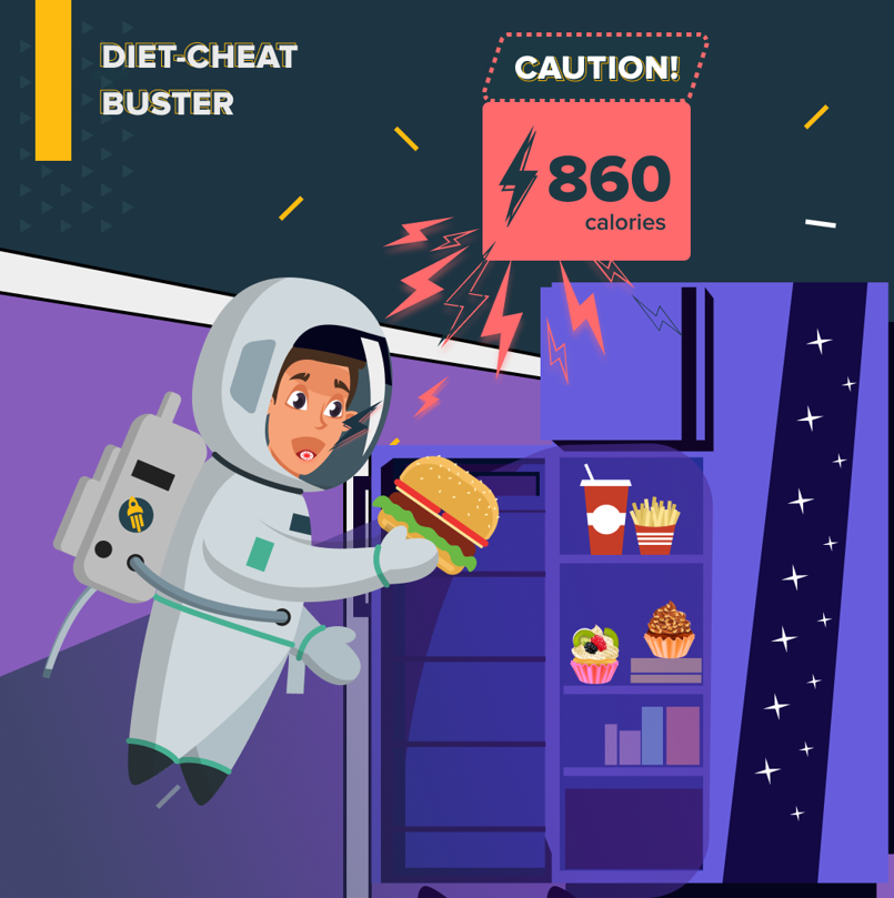 Astronaut caught eating a cheeseburger