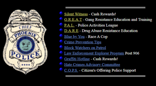 Phoenix Police Department Website c.1996